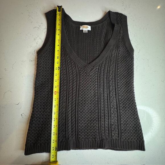 Talbots Petites Brown Cable Knit Vest Sz Medium - Picture 10 of 11